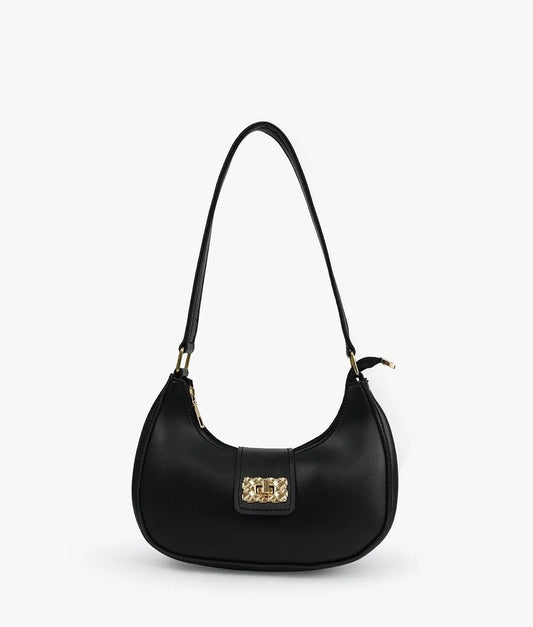 PU Leather Plain Moon-Shaped Shoulder Bag