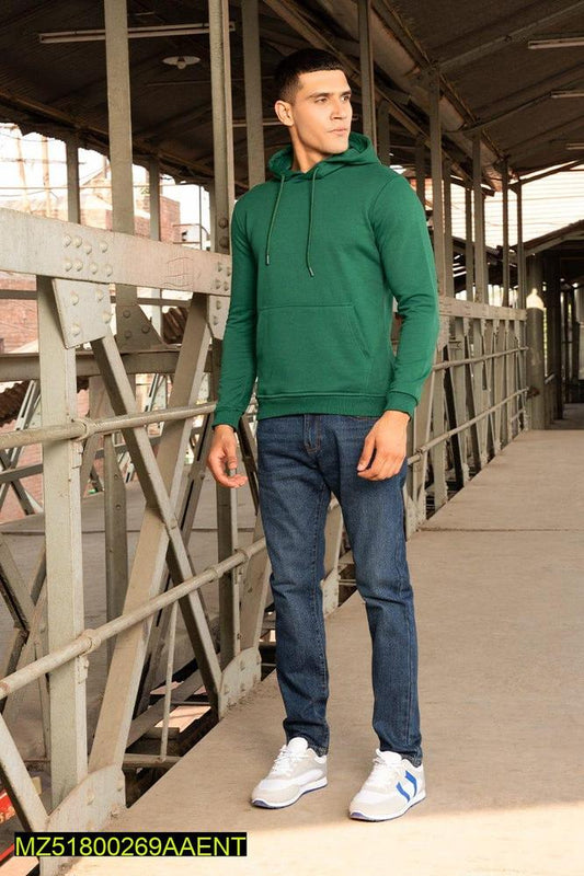 Men’s Stitched Fleece Hoodie – Plain, 1 Pc